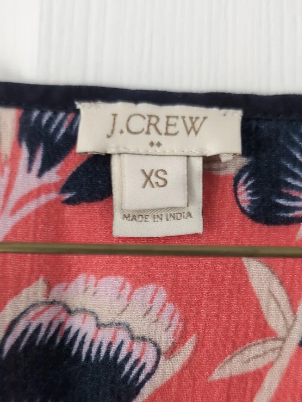 J. Crew Coral Floral Swim Coverup with Navy and Cream Flowers